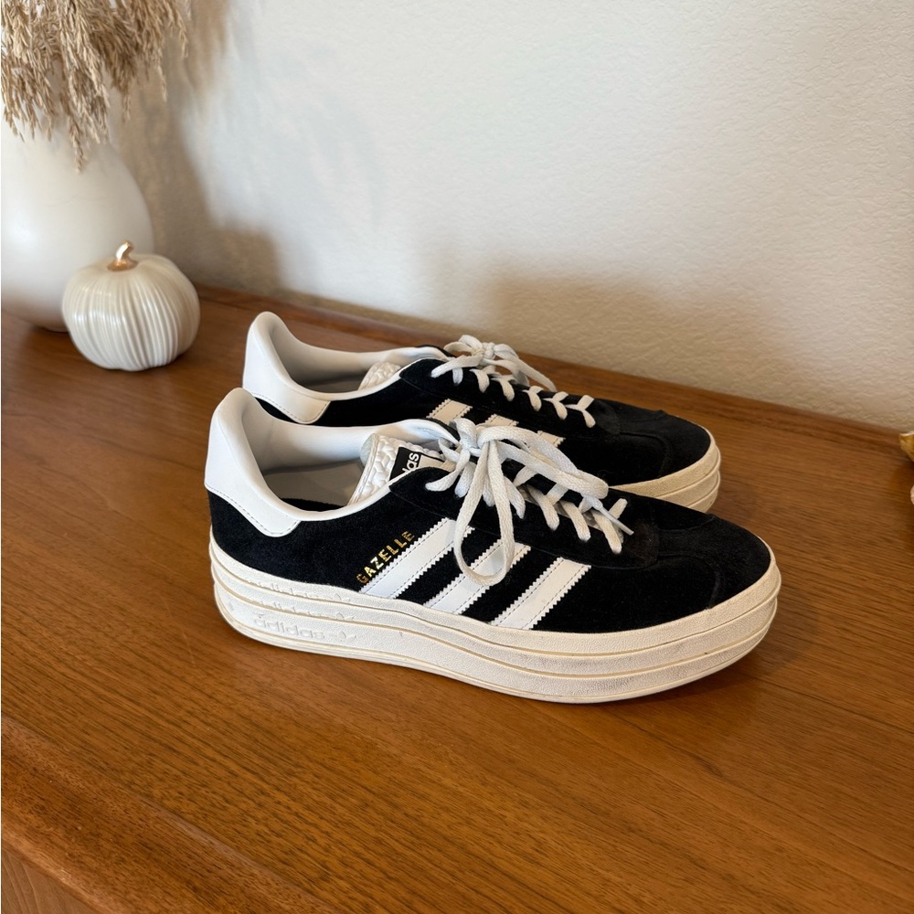 Adidas Black and White Gazelle Bold Sneakers